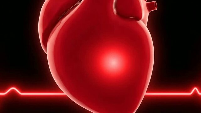 3D Animated Heart with EKG Line for Medical and Healthcare Projects