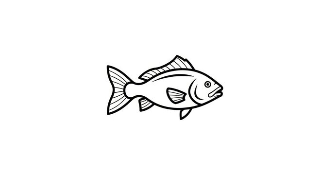 Fish illustration in black and white.