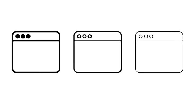 Browser Window Icons &ndash; Technology and Design Symbol Representing Interface, Creativity, and Digital Innovation for Web, Educational, and Creative Projects