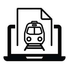 Fototapeta premium Laptop computer with a train document on the screen icon icon