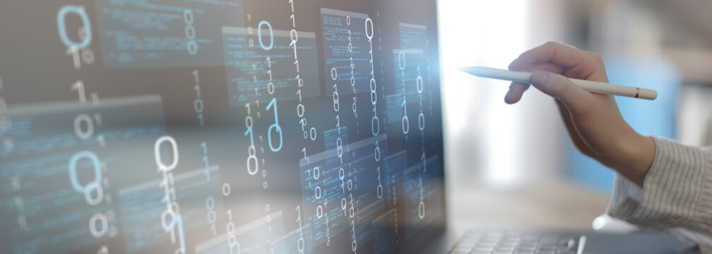 Binary Code Data Visualization for Software Development and Digital Programming Interface
