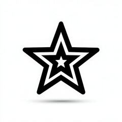 Obraz premium A stylized black and white star icon with a smaller star ed inside, creating a simple yet visually interesting graphic symbol for various design purposes.