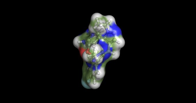 Zidesamtinib, anticancer/ROS1 receptor tyrosine kinase drug, 3D molecule spinning, 4K