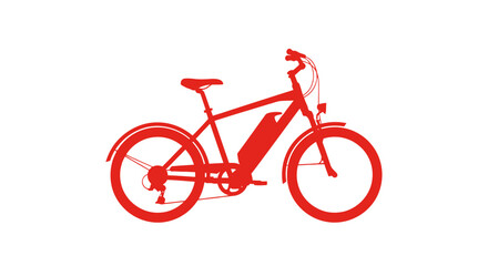Fototapeta premium Red Electric Bicycle Illustration Silhouette Design.