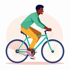 Naklejka premium Happy african american man riding bicycle illustration.
