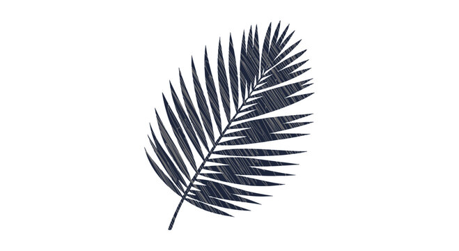 Single Black Palm Leaf Illustration.