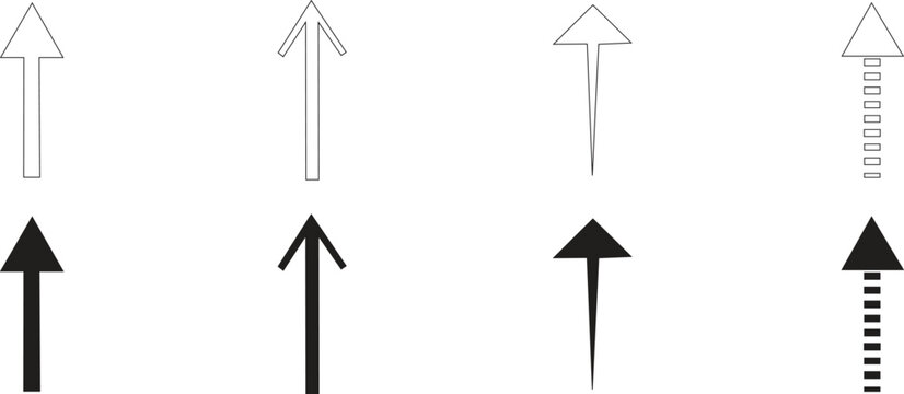 Collection of upward arrow icons in various styles and line types
