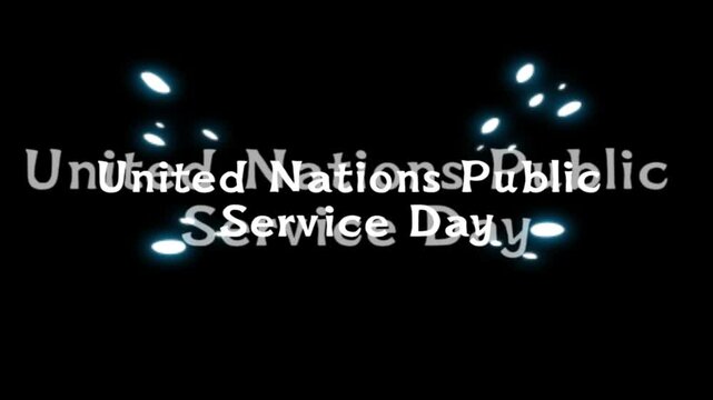 International Public Service Day celebration with glowing blue light particles on a black background
