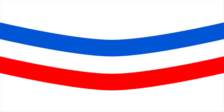 Abstract patriotic red white and blue curved ribbon element perfect for independence day banner, sports poster or festive decoration