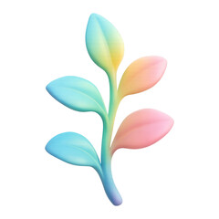 Obraz premium PNG Colorful gradient leaf illustration.