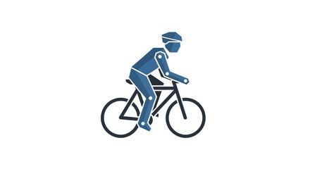 Naklejka premium Stylized Cyclist Riding Bicycle Icon, Healthy Lifestyle, Sport and Fitness