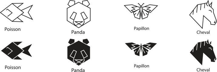 Origami animal designs fish panda butterfly horse © Md