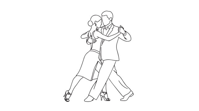 Ballroom Dancing Couple Line Art Illustration Romance Elegance and Performance Art