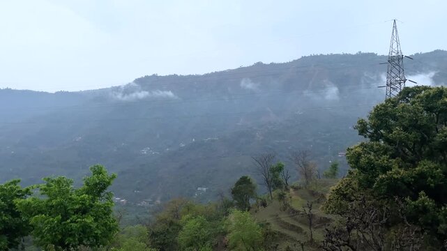 Panaromic view of walking cloud over mountains somewhere nearyby Mandi Distt Near IIT Kamand himachal pradesh india 02