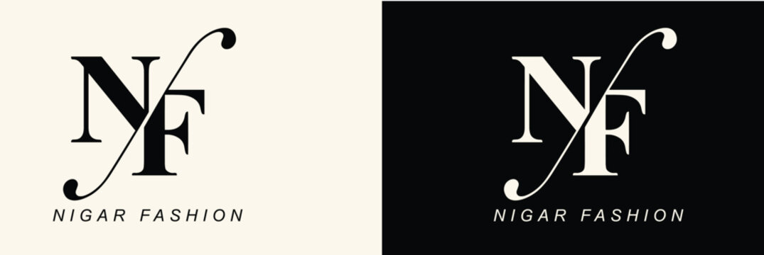 Editable Luxury NF Monogram Logo Template, Elegant Fashion Brand Identity Design, Minimalist Lettermark Logo Vector