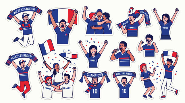 France football fans sticker set