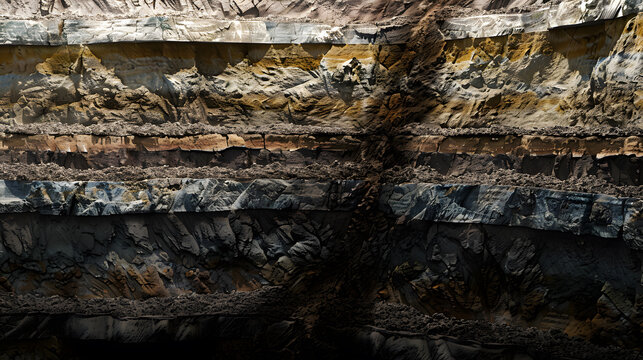 Carbon capture technology concept with geological layers strata representing underground CO2 storage, carbon sequestration, climate change, and textbook.