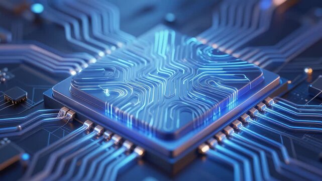 Glowing Circuit Board with Advanced Microchip Technology