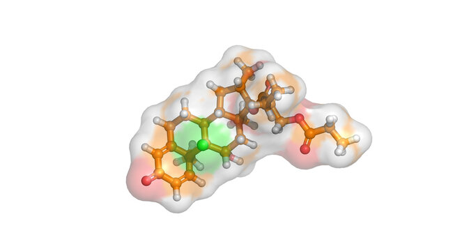 Beclomethasone Dipropionate, synthetic glucocorticoid corticosteroid for asthma and rhinitis, 3D molecule 4K