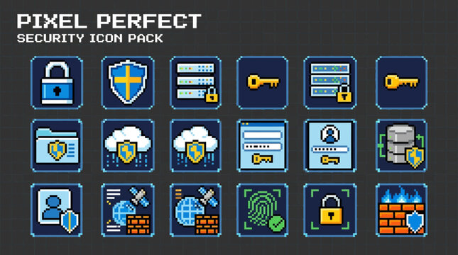 Pixel Perfect Security Icon Pack Collection.