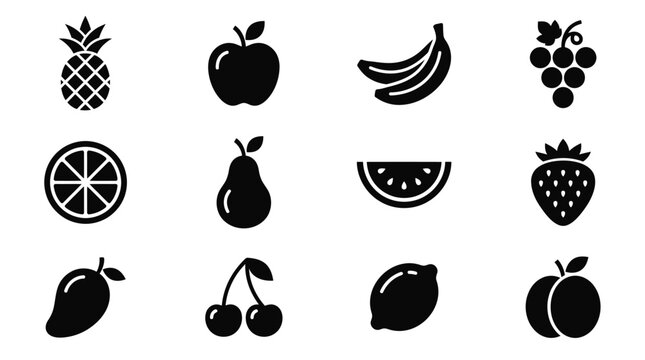 Set of Flat Minimalist Fruit Icons