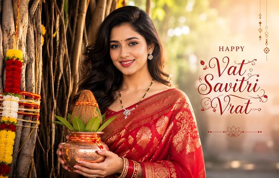 Indian women celebrating Vat Savitri Vrat, Vat Purnima (Pournima), Savitri Amavasya, Bargad Pooja, and the Banyan Tree Festival.