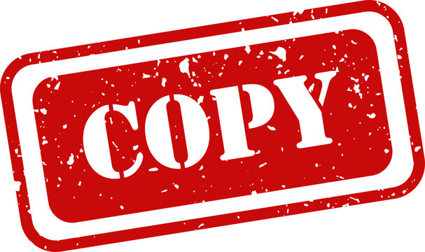 Red copy stamp with white text on white background