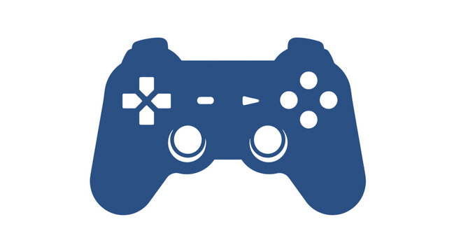 Blue Game Controller Icon Isolated.