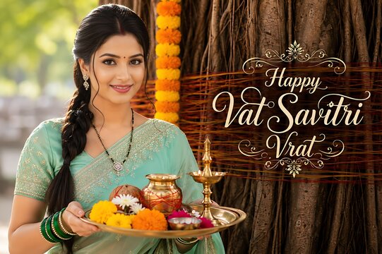 Indian women celebrating Vat Savitri Vrat, Vat Purnima (Pournima), Savitri Amavasya, Bargad Pooja, and the Banyan Tree Festival.