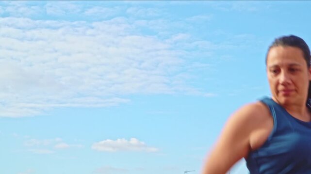 Woman on a dancing training against aging and fatness on menopause age