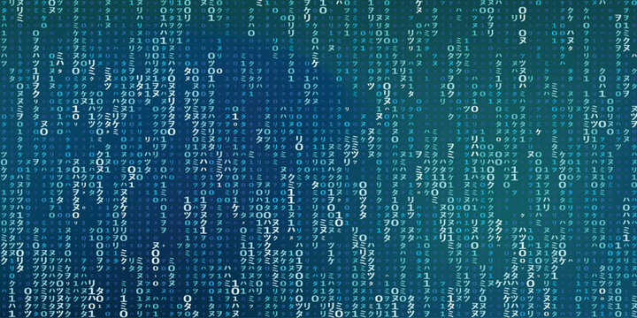 Data Matrix Rain, Binary Code Rain, Cyber Matrix Rain. Dynamic Cyber Background With Matrix Code And Binary Rain Effect.