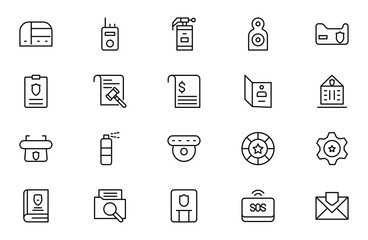 Police Line Icon Set for Law Enforcement, Public Safety, Crime Prevention, Security Services and Emergency Response Outline Vector Collection © Iconfly