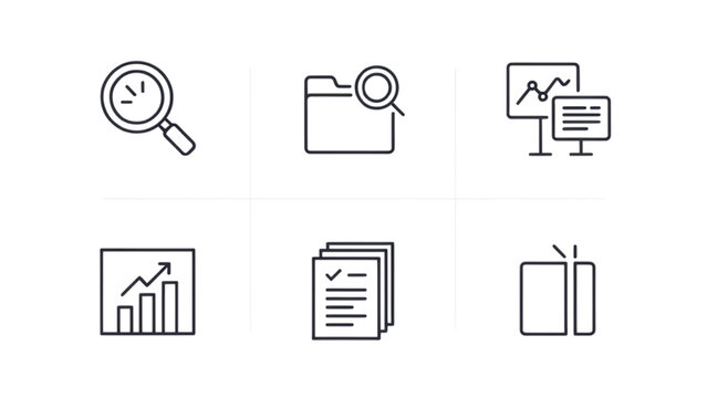 Hardware diagnostic line icon set with computer processor wrench repair server storage backup data sync and network folder vector