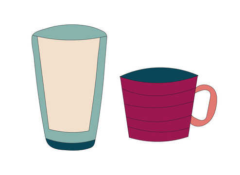 Drinking Glass and Mug Vector Illustration