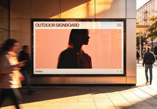 Horizontal Signboard Mockup &ndash; Outdoor Branding Presentation (PSD)