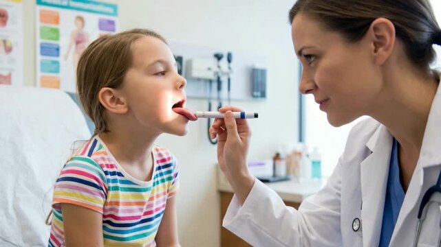 Child During Medical Examination with Pediatrician in Clinic