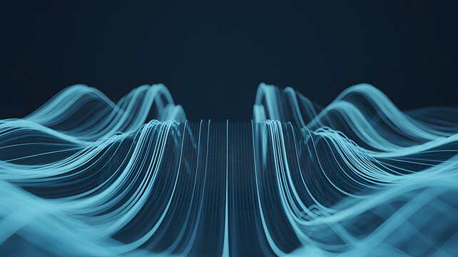 Abstract blue light waves digital illustration for technology and science concepts