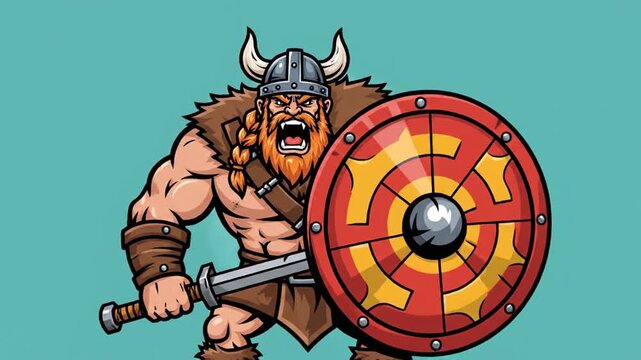 Viking warrior with shield and sword.