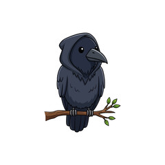 Fototapeta premium Cute Cartoon Crow Wearing a Hood