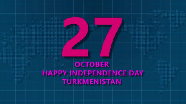 October 27th Happy Independence Day Turkmenistan World Map Background 27th October national holiday