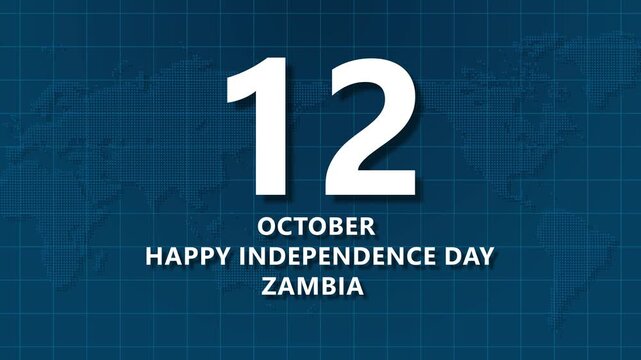 October 12th Happy Independence Day Zambia Celebration with World Map Background holiday