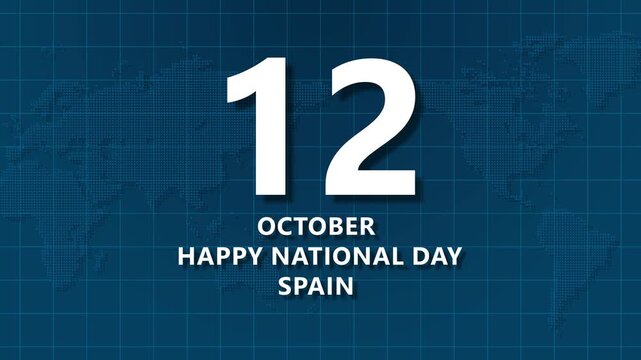 October 12th Happy National Day Spain Celebration with World Map Background holiday