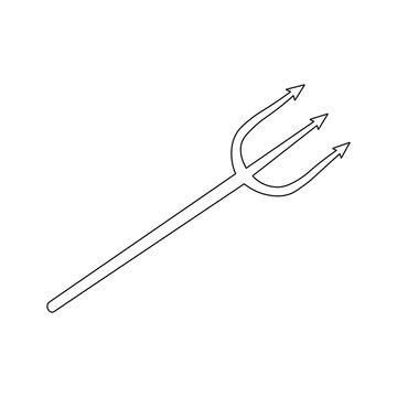 A line drawing of a trident with three prongs and a long handle