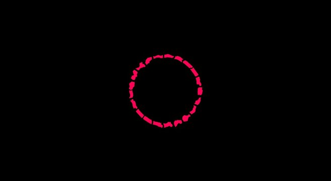 Hand-drawn red scribble circle animation loop on animation black background