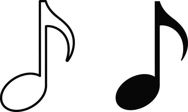 Black and white music notes vector icons