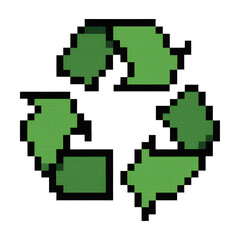Obraz premium PNG Pixelated green recycling symbol.