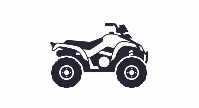 Stylized illustration of a dark, four-wheeled all-terrain vehicle