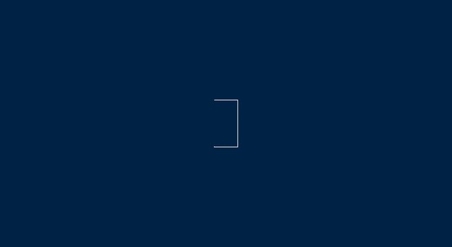 Minimalist loading spinner animation, thin animation white line rotating on dark blue background