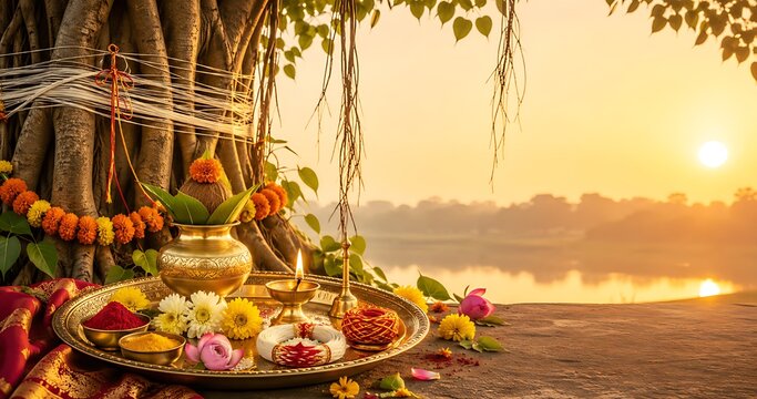 Indian women celebrating Vat Savitri Vrat, Vat Purnima (Pournima), Savitri Amavasya, Bargad Pooja, and the Banyan Tree Festival.