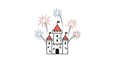 Fairy tale castle with festive fireworks celebration © toni